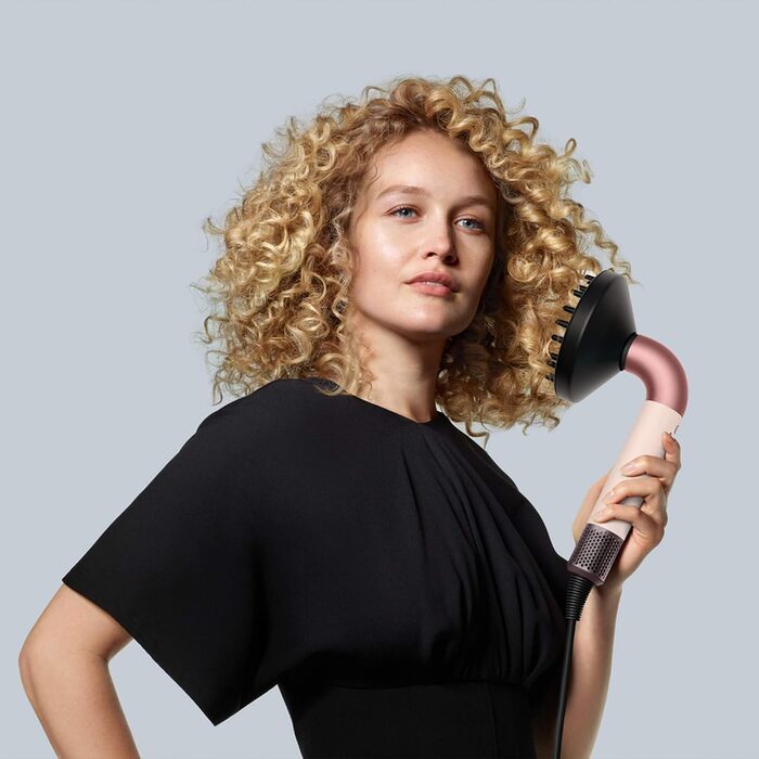 Фен Dyson Supersonic r для кучерявого та спіралеподібного волосся (CurlyCoily), швидке сушіння без екстремального нагрівання (Ceramic pink/Rose gold)