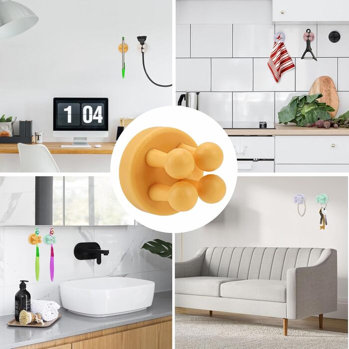 Силіконових тримачів для зубних щіток, тримач для бритви, тримач для зубних щіток без свердління, тримач для зубних щіток настінний, багатофункціональний гачок, тримач для зубних щіток самоклеючий для ванної, кухні, вітальні, 6