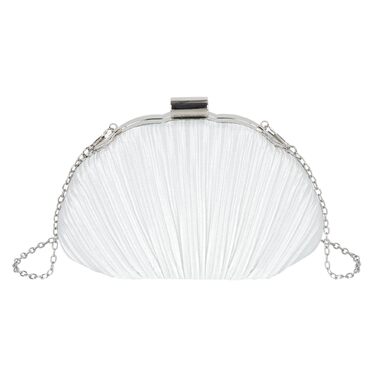 Жіноче клатч з блискітками Мушля, вечірня сумочка зі стразами та ланцюжком для весілля та святкової вечірки, білий