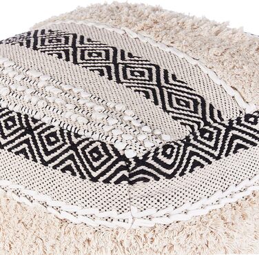 Кремово-білий пуф, 50 x 50 см, бавовна в стилі бохо, ретро декоративні елементи, Канам