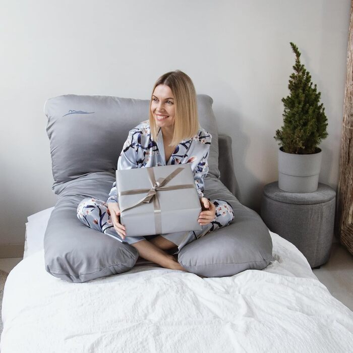 Наволочка з бамбука, яку можна прати Наволочка для подушок для сну на боці, комфортних подушок для дорослих, подушок для годування та подушок для сну на боці для вагітних Дихаюча наволочка Сірий бамбук - Сірий