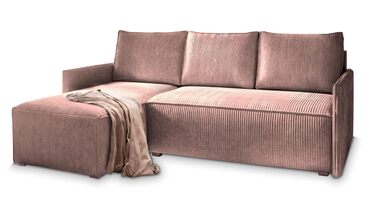 Кутовий диван Masseno PERUSI з функцією сну, L-подібна форма, класичний диван з місцем для зберігання, диван для вітальні, кушетка, диван-ліжко, комплект диванів - Бузковий, POSO 130