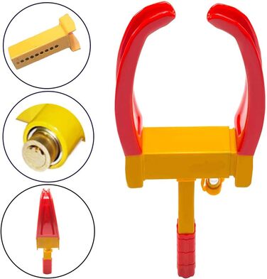 Універсальний замок колеса з кігтями для паркування кігтів - захист від крадіжки, блокування коліс автомобілів, мотоциклів, вантажівок, із замком безпеки з мідним сердечником і 3 ключами червоного кольору