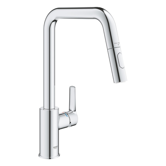 Кухонний змішувач GROHE Start, 2 режими струменя (висувний вилив, поворот на 360, економія води завдяки обмежувачу витрати, монтаж без інструментів), хром, 30631000