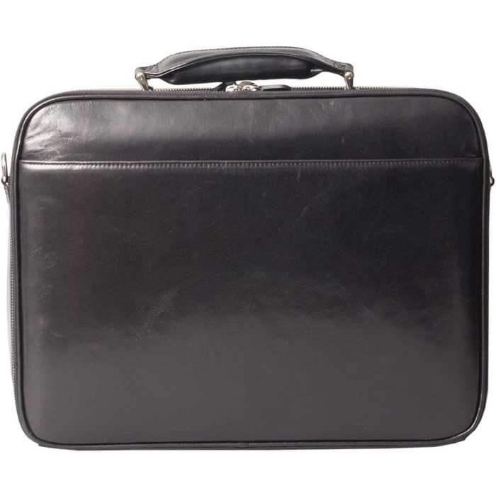 Італійська розкішна шкіряна сумка для ноутбука Volterra в чорному кольорі