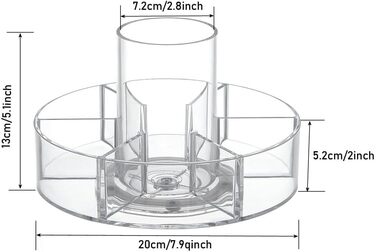 Обертовий на 360 косметичний органайзер, тримач для брів для макіяжу, лоток для зберігання поворотного столу Lazy Susan з 6 відділеннями як вітрина для косметики, органайзер для парфумів та органайзер для ванної кімнати, прозорий