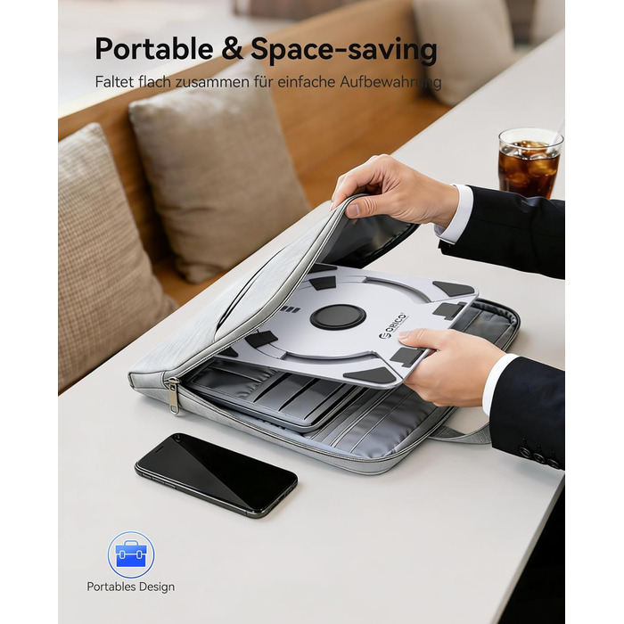 Основа для ноутбука ORICO NS1 срібляста регульована висота, алюмінієвий корпус, охолодження та поворотна база 360, ергономічний складаний стенд для ноутбуків 10-17 дюймів