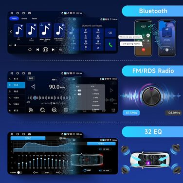 Автомагнітола Hodozzy Carplay для VW Golf 5 Polo Skoda з навігацією/WiFi, 9-дюймова автомагнітола VW 2 Din Bluetooth з Android Auto/Mirror Link/32-бітний еквалайзер/FM/RDS/SWC/USBкамера заднього виду, 464G