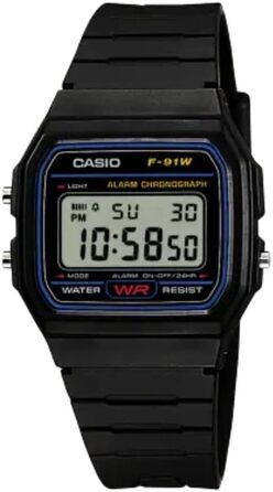 Цифровий наручний годинник унісекс Casio Collection F-91W Black