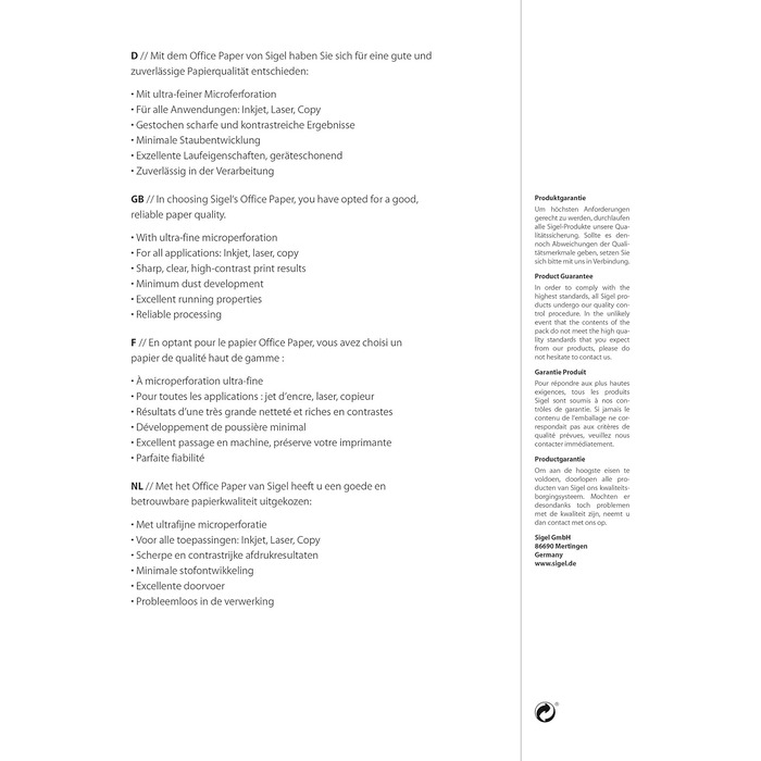 Багатофункціональний папір білий, 80 г, А4, перфорований до А5, 100 аркушів, 202