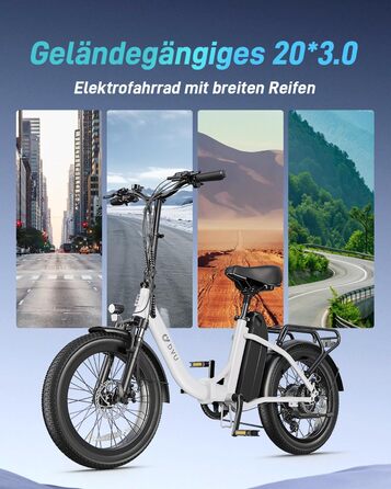 Електричний велосипед DYU C9 E-Bike для чоловіків та жінок - Електровелосипед з акумулятором 48 В 15,6 Аг, колесами 20 x 3,0 дюйма, 7-ступінчастою коробкою передач зі світлодіодним дисплеєм, двигуном 250 Вт та швидкістю 25 км/год, запасом ходу до 150 км, 