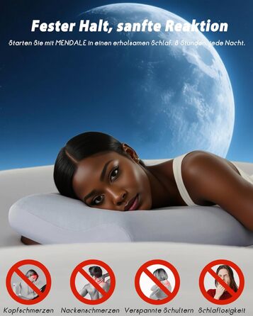 Подушка з піни з ефектом пам&39яті - Ергономічна подушка для шиї, подушка для голови для полегшення болю в шиї - Дихаюча та гіпоалергенна для всіх положень сну - 42x70x8 см Синього кольору