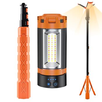 Магнітний ліхтар для кемпінгу - телескопічна конструкція штатива, акумулятор 10000 мАг, регульована яскравість, зовнішній світлодіодний робочий ліхтар, портативний ліхтар із зарядкою через USB, ідеально підходить для риболовлі та