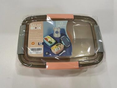 Ланч-бокс для дорослих великий, салатна коробка 2000 мл на винос, ланч-бокс для дорослих зі столовими приборами, бенто-бокс з відд