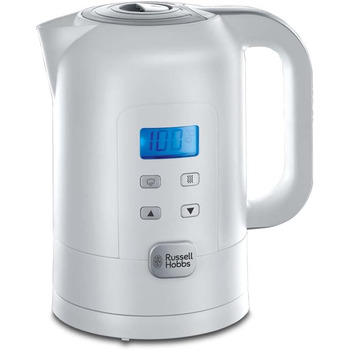 Чайник Russell Hobbs з цифровим налаштуванням температури 25-100C, наприклад, для дитячого харчування, цільової та фактичної температури РК-дисплей Точне керування (1,7 л, 2200 Вт, функція збереження тепла, дитяче молоко) 21150-70