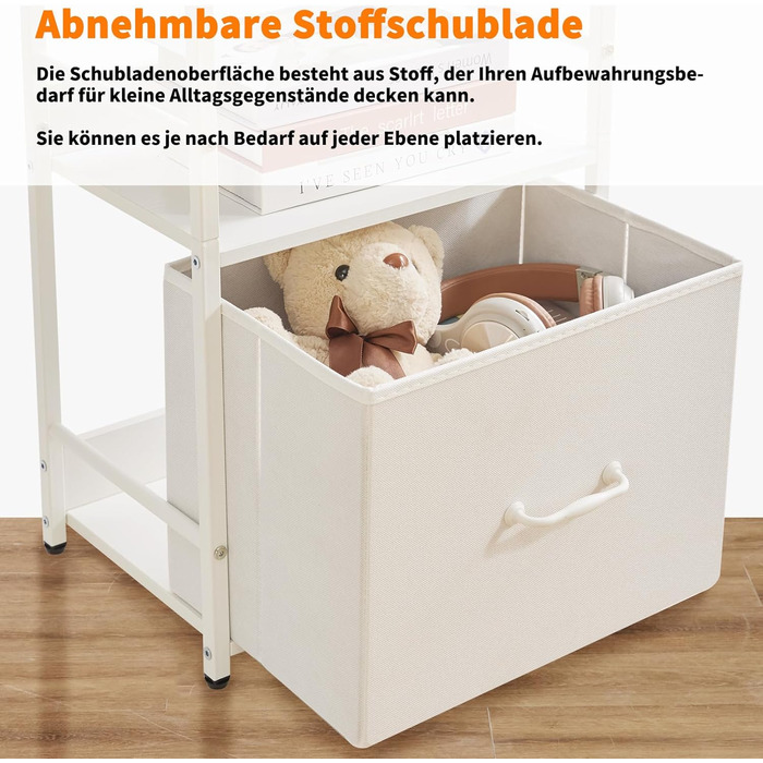 Полиця-драбина, книжкова полиця, 5-ярусна книжкова полиця з шухлядою, підставка для рослин, книжкові полиці для вітальні, спальні, кухні, сталевий каркас, білий YD-BC001W 39x26x136см Білий