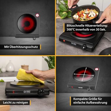 Перша конфорка TZS в Австрії Одинарна безступінчаста плита Кераміка ВСІ види горщиків Ø 19,4 см Швидкий нагрів Світловий індикатор інфрачервоний Окремо
