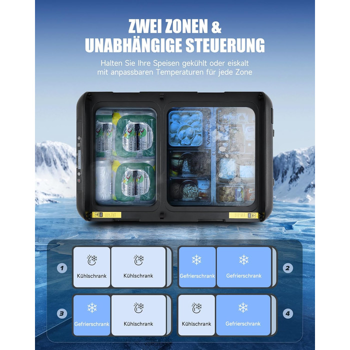 Автомобільний кемпінговий компресор cool box електричний 12/24V 230V автомобільний холодильник двозонний контроль температури доро