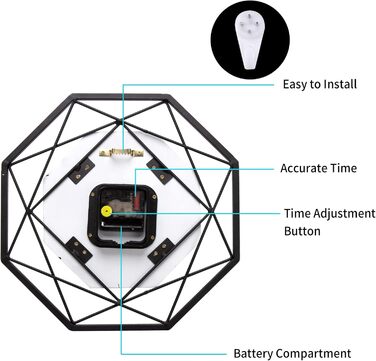 Настінний годинник VIVILINEN без цокання кований настінний годинник МДФ сучасний кварцовий годинник на батарейках безшумний для ві