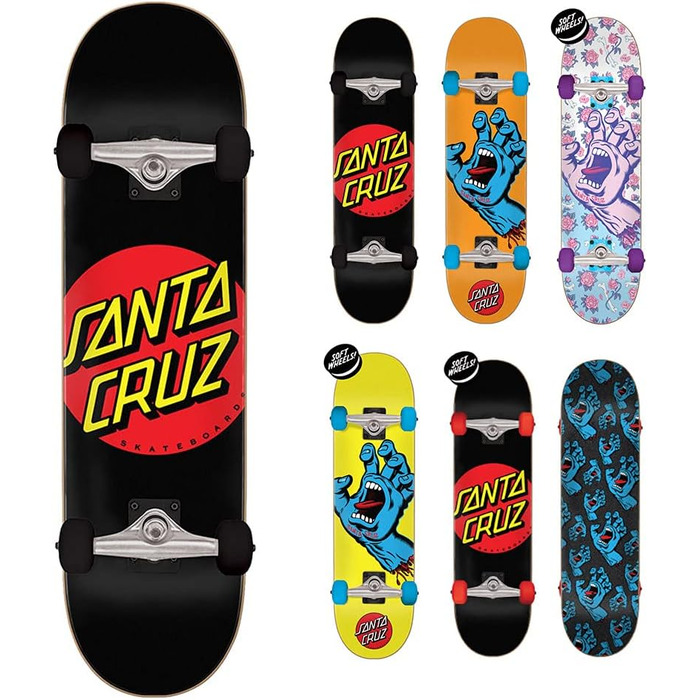 Скейтборд Santa Cruz Classic Dot 8.0" x 31.25" Black – оригінальний компліт 7-шаровий беріз, ABEC-5, чорний з класичною точкою