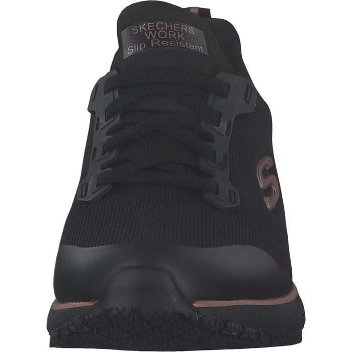 Кросівки Skechers Work Squad SR чорні з плоским в&39язанням та рожево-золотистою обробкою, 40 EU
