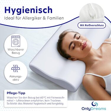 Ергономічна подушка для шиї з холодної піни Регульована висота вибір жорсткості Подушка для сну на спині, животі та на боці - Сертифікована Oeko-TEX - (Базова - Холодна піна) Базова - Холодна піна 50 см x 32 см x 11,9 см