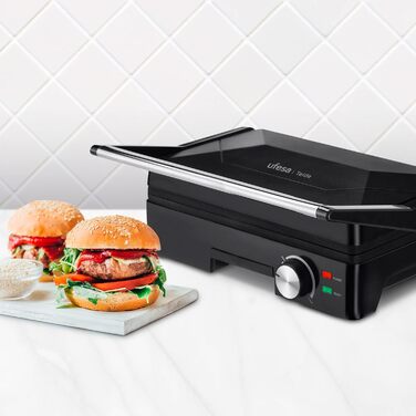 Електричний, Електричний гриль для балкона, барбекю в приміщенні, відкривання 180, антипригарне покриття з нержавіючої сталі, 1600 Вт, контроль температури, плита піддон для крапель Безпечний гриль для посудомийної машини 1600 Вт