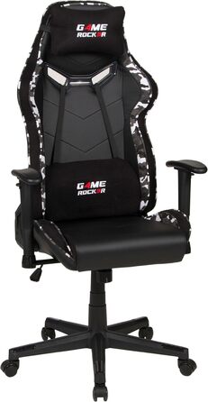 Ігрове крісло GAME ROCKER G-30 зі штучної шкіри, камуфляжно-сірого кольору, вантажопідйомність до 110 кг