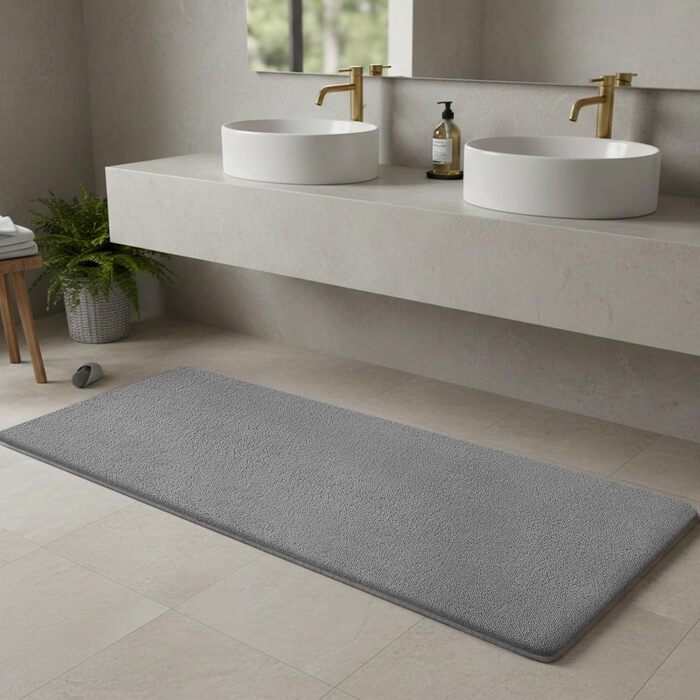 Килимок для ванної Sour Lemon, нековзний, 50x120 см, сірий килимок для ванної з мікрофібри, килимок для ванної, що миється, м&39який та пухнастий килимок для ванної, абсорбуючий килимок для душу, ванни, туалету, сірий, 50 x 120 см