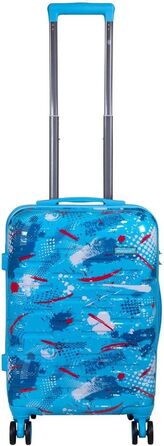 Валіза-тролей Cespara з твердим корпусом для ручної поклажі, з сучасним малюнком - колір світло-блакитний - розмір M