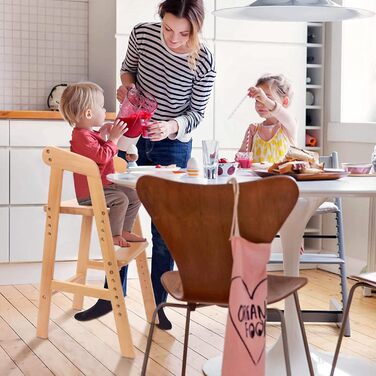 Стільчик для годування YOLEO, регульований по висоті дерев'яний стільчик для дітей від 2 до 12 років, зростаючий дитячий стілець з