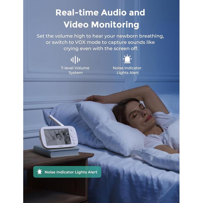 Радіоняня Dr.Care NovaView з 2 камерами - 5-дюймовий дисплей 1080P, ультранизьке випромінювання, акумулятор 5000 мАг, нічне баченн