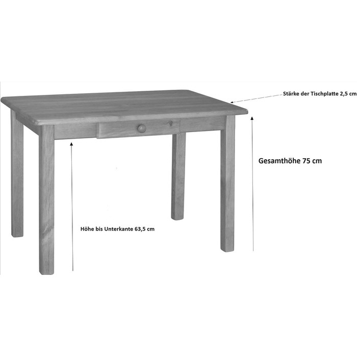 Стіл з масиву сосни з шухлядою під вільху елегантність кольору вільха, 110 x 60 см 110,0 сантиметрів 60,0 сантиметрів