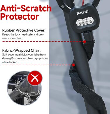 Міцний ланцюговий замок з кодом та чохлом 94 см x 8 мм, 4-значний цифровий код вологостійкий, захист від прослуховування та корозії для електросамокатів, велосипедів, мотоциклів. Надійний кодовий замок з ланцюгом та чохлом.