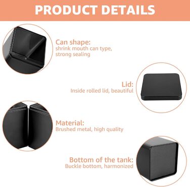 Чайних банок для розсипного чаю (від 100 г до 250 г), 8 x 8 x 11 см металеві ароматичні бляшанки для спецій для кавових зерен та спецій (сірі), 15