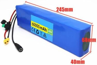 Акумулятор для електровелосипеда Pedelec 48V 60Ah 13S2P для електричного велосипеда, акумуляторна батарея з ПВХ із зарядним пристроєм та BMS для двигуна 200W-1000W 48V 60Ah T