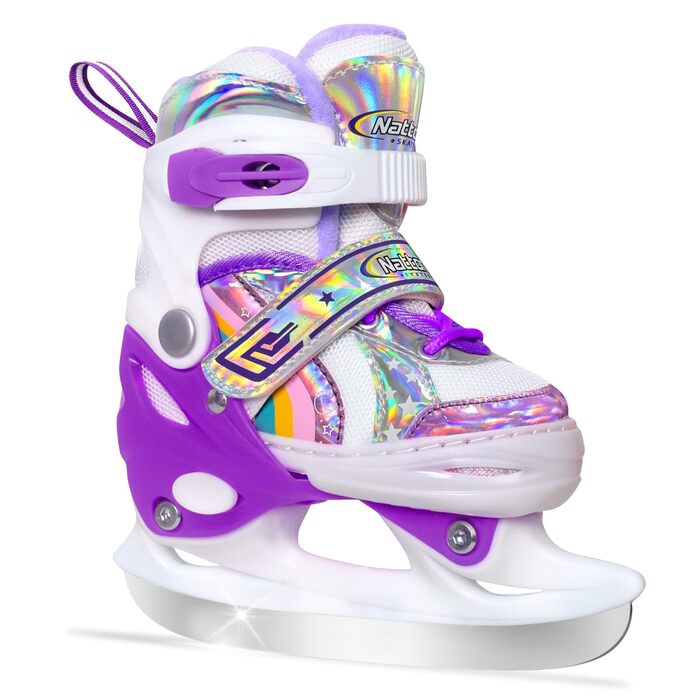 Дитячі ковзани Nattork для дівчаток, регульовані у 4 напрямках, ковзани-метелики з флісовою підкладкою для вулиці та ковзанки, райдужно-фіолетові XS (EU 22-26)