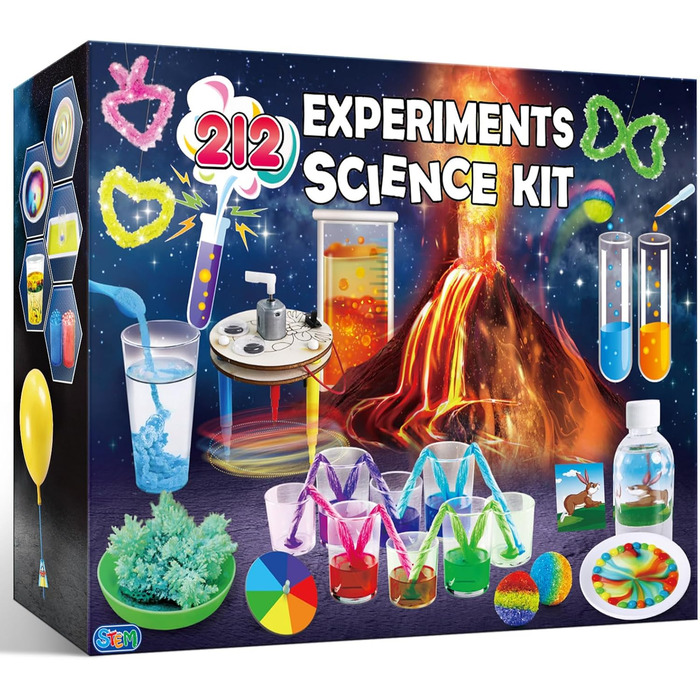 Набір для експериментів UNGLINGA 212 для дітей, набір для конструювання з хімії, набори для експериментів, набір для хімії, іграшка для наукового проекту, подарунки для хлопчиків та дівчаток