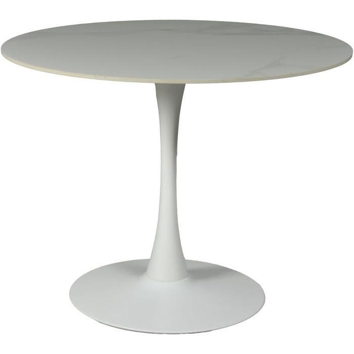 Обідній стіл WEBER INDUSTRIES ISA, круглий, з каменю, 4/5 осіб, діаметр 100 см, білий