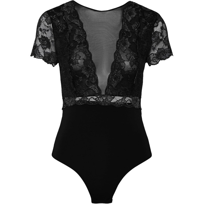 Боді PIECES жіноче, мереживне, чорне, M