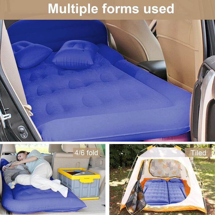 Надувний матрац Vinteky для позашляховика, мінівена, розкладне ліжко з насосом та 2 подушками для автомобіля, відпочинку, подорожей, кемпінгу, басейну, парку, пляжу (синій)
