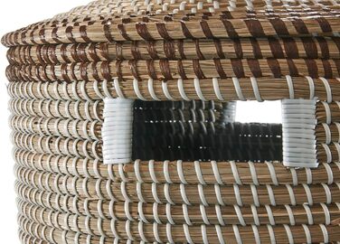 Кошик Kobolo TAIPAN зі зміями та морською травою Ø 42 см, В 45 см Кошик ручної роботи з кришкою бежевого кольору Кошик для білизни Декоративний кошик Виготовлений з натурального матеріалу для білизни, іграшок та журналів