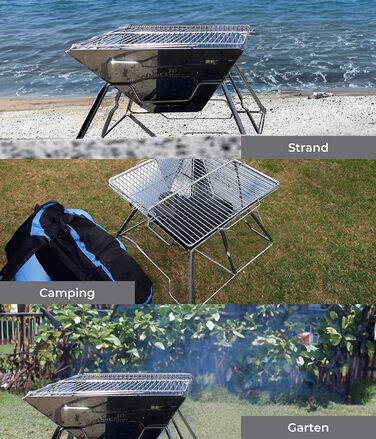 Портативний складаний гриль AceCamp на вугіллі, для кемпінгу, садової вечірки, барбекю, гриль з нержавіючої сталі, (інші розміри), середній, 34 x 36 x 22 см