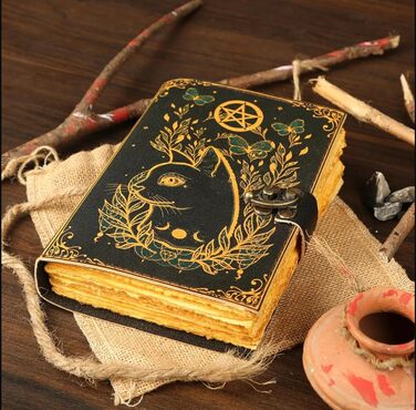 Щоденник гримуара, Шкіряний друк, Щоденник кальтійського кота, Бланк, Книга заклинань, Книга тіней, Подарунок для нього, Скетчбук, Щоденник, Записна книжка