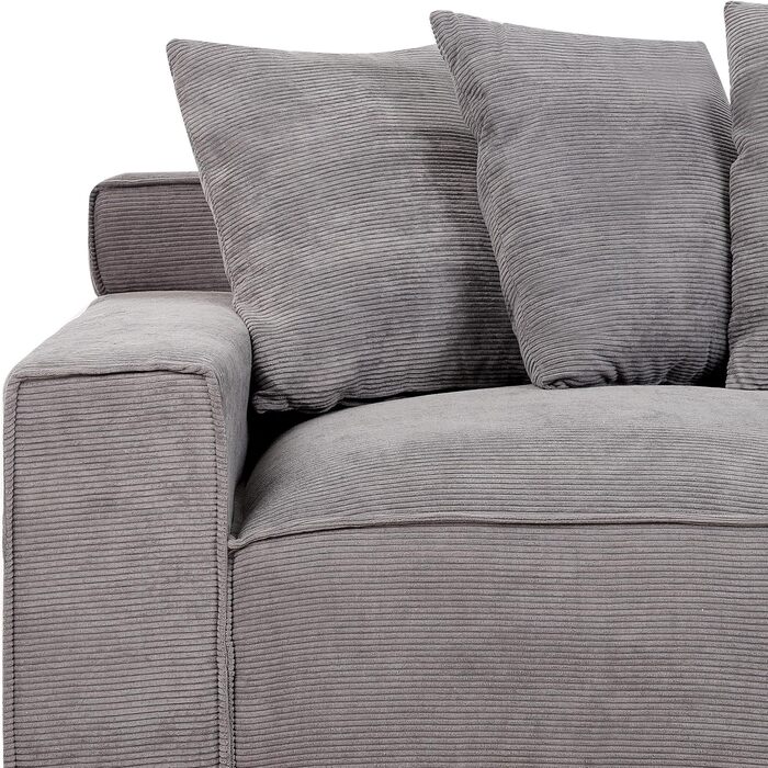 Місний диван Beliani, оббивка з темно-сірої вельветової тканини, 5 декоративних подушок, широкі підлокітники, Віскан, 3-