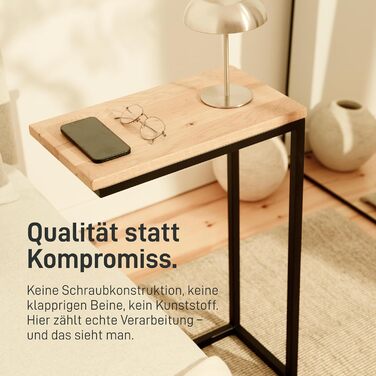 С-подібний журнальний столик Металевий та дерев&39яний столик для ноутбука Журнальний столик для дивана або крісла Практичне місце для зберігання Тумба під ліжком (з дубовою та білою стільницею) Зі стільницею з білого дуба