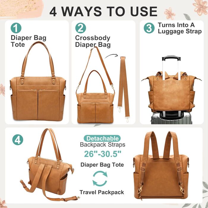 Сумка для пеленання Сумка для пеленання шкіряна сумка рюкзак з 14 кишенями Список бажань дитини Велика дитяча сумка для пеленання