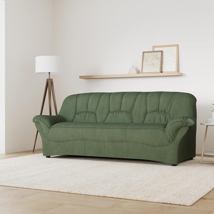 Колекція DOMO. Диван Bahia FK, 3-місний диван з пружинною оббивкою, диван з пружинною оббивкою в класичному дизайні, 3-місний, м&39які меблі 200 x 57 x 91 см (Ш x Г x В), зелений Зелений 3-місний