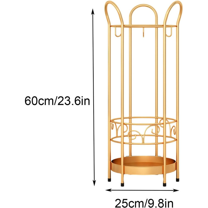 Залізна кругла підставка для парасольки Підставка Стоячий тримач парасольки для входу в готель Полиця для зберігання палиць для передпокою, чорний чорний