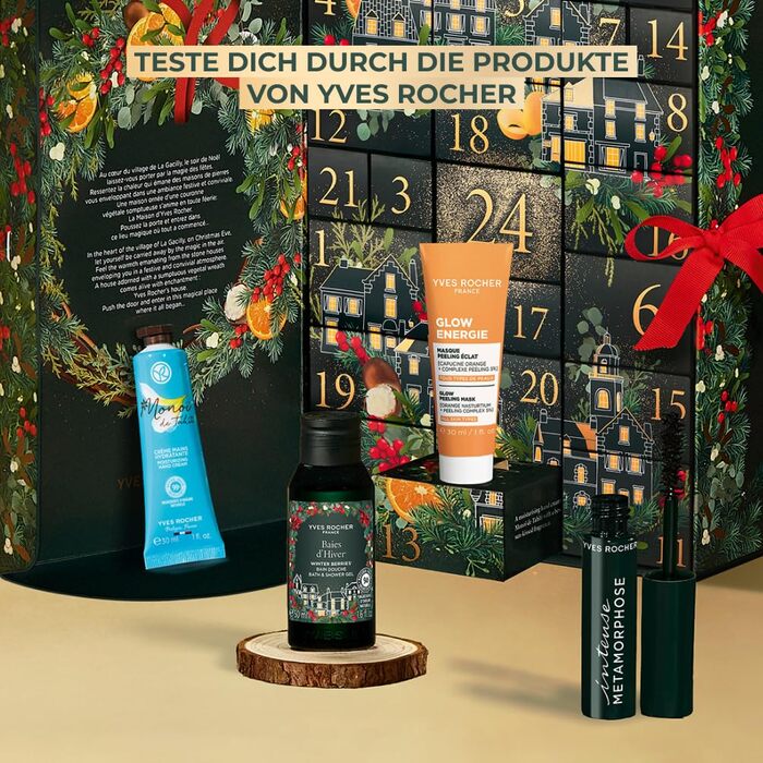 Різдвяний календар косметики та краси Yves Rocher - Подарунок із 24 сюрпризами догляд за обличчям, макіяж, догляд за тілом, догляд за волоссям та парфуми - Різдвяний календар для жінок Обмежений вибір косметики A - Тут починається магія